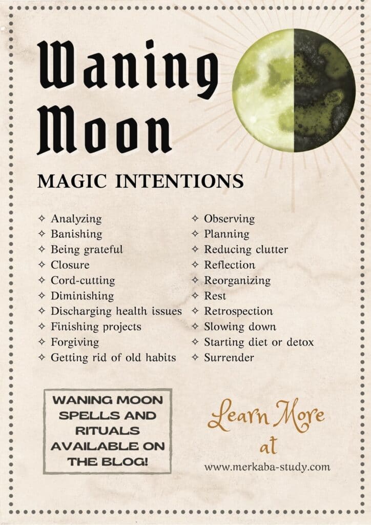 waning moon magic intentions pdf printable for the book of shadows